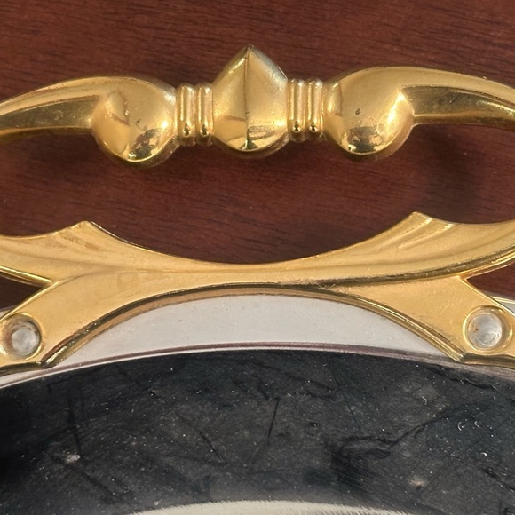 KROMEX Classic MCM Elegant Round Serving Tray Chrome Plated with Brass Handles - Picture 5 of 9